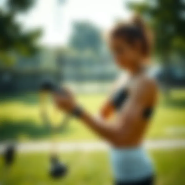 Individual using small exercise tools for workout