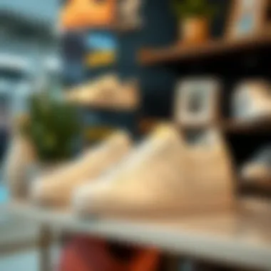 Adidas Superstar white sneakers displayed on a stylish shelf with lifestyle elements