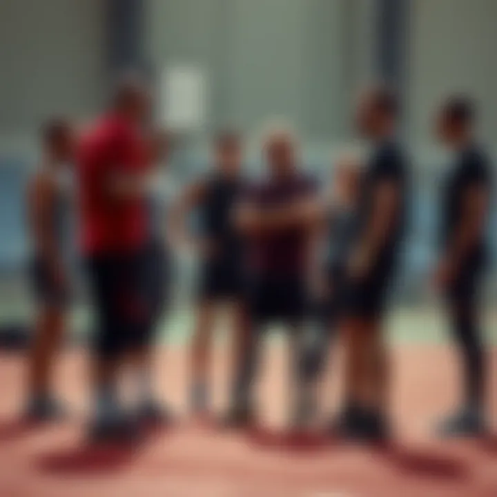 Group of athletes discussing shoe performance and features