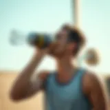 Athlete drinking water during a workout session