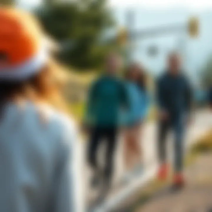 Outdoor Adventures in Athletic Wear Group of friends enjoying outdoor activities in sportswear