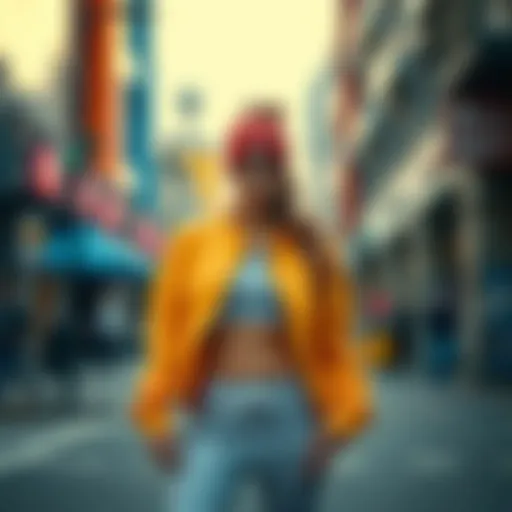 Stylish athletic outfit in urban setting