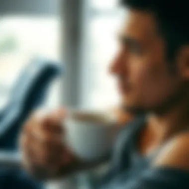 An athlete enjoying coffee after a rigorous training session, showcasing relaxation and recovery.