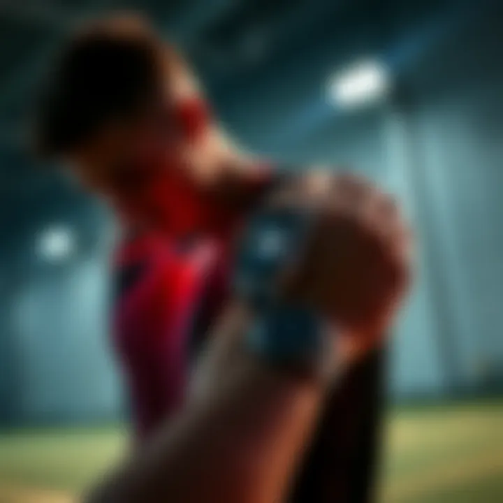 Athlete monitoring heart rate during workout