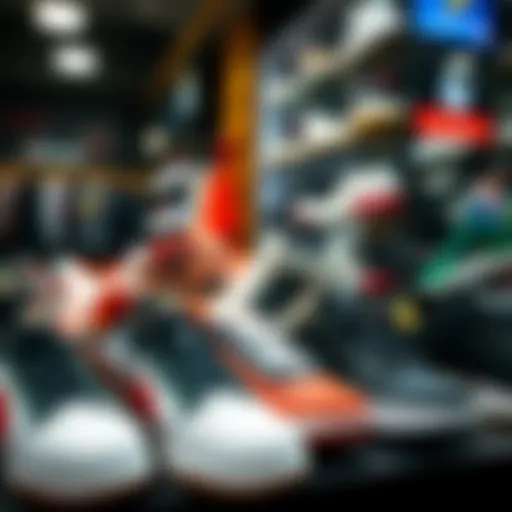 Showcasing a variety of sports shoes on a display