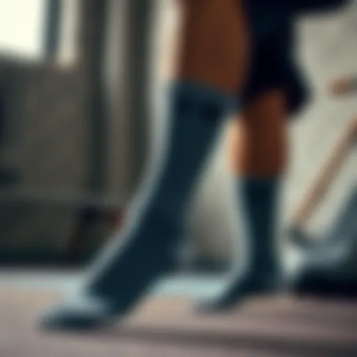 Dynamic athlete showcasing stylish sports socks during a workout