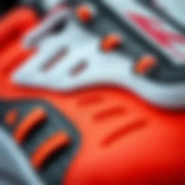 Close-up of materials used in sports footwear