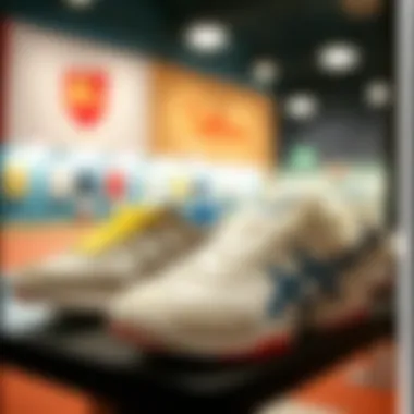 Stylish children's tennis shoes on display