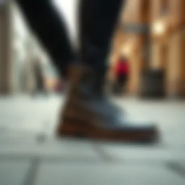 Stylish waterproof leather boots in an urban setting.