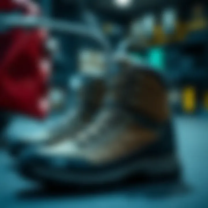 Material quality examination of The North Face boots highlighting durability