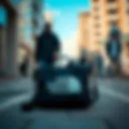 Stylish North Face shoulder bag in urban setting