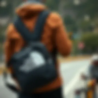 User experience showcasing North Face shoulder bag in action