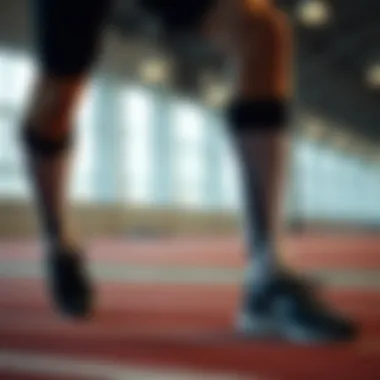 Athlete in motion, emphasizing the comfort and fit of long Nike socks