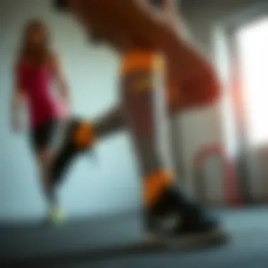 Dynamic athlete showcasing long Nike socks during a workout