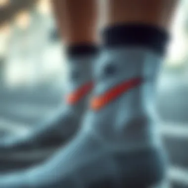 Close-up of Nike sock technology highlighting cushioning and support features