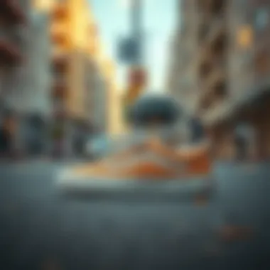 Stylish Vans Old Skool Beige sneaker on a city street