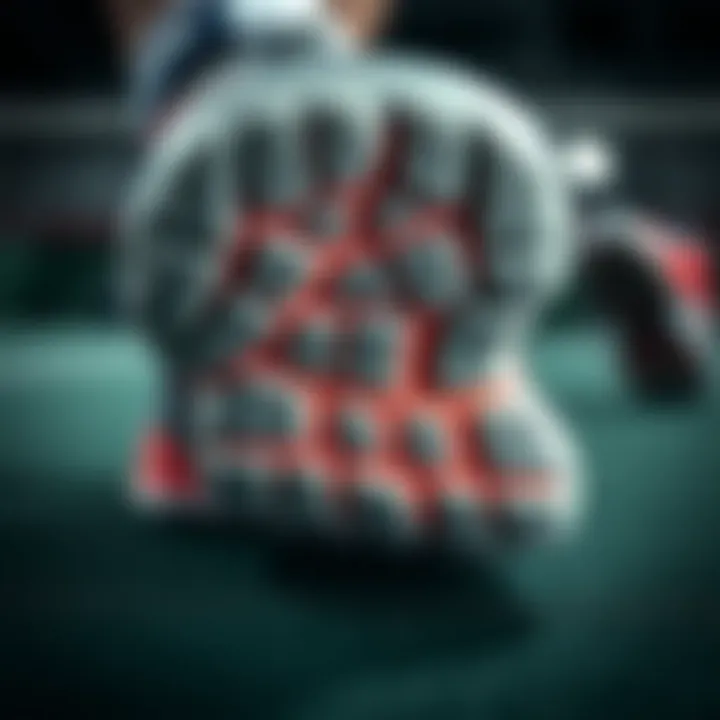 Close-up of volleyball shoe soles for traction