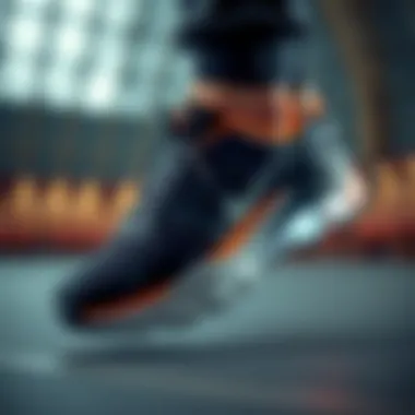 Close-up of a wide sole athletic shoe showcasing its cushioning technology