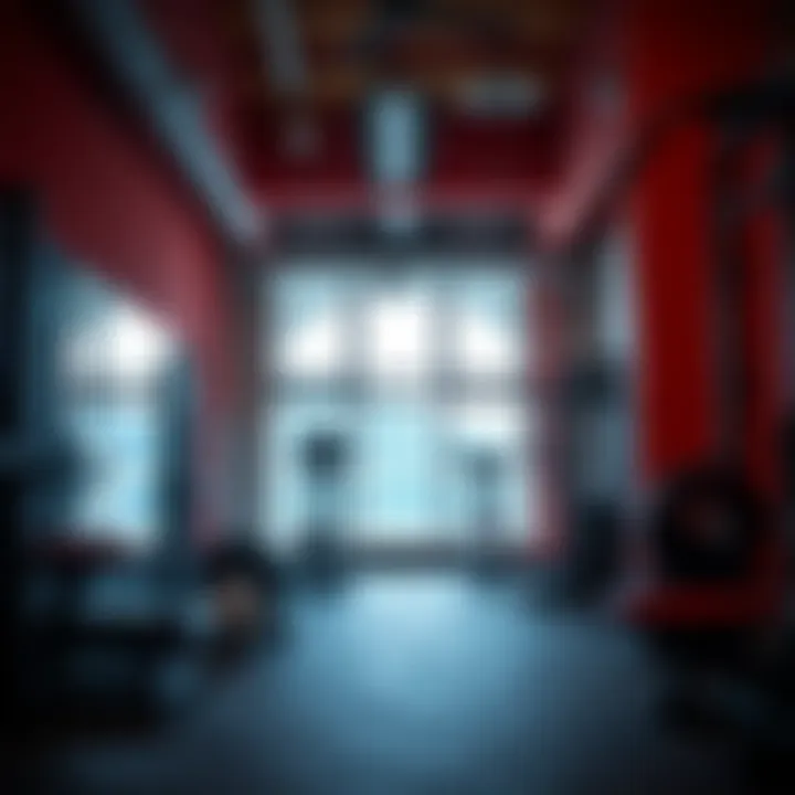 A vibrant workout setting with various exercise equipment for chest workouts.