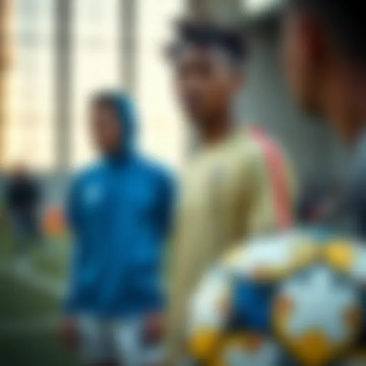 Stylish athletes wearing sports apparel inspired by the World Cup ball design.